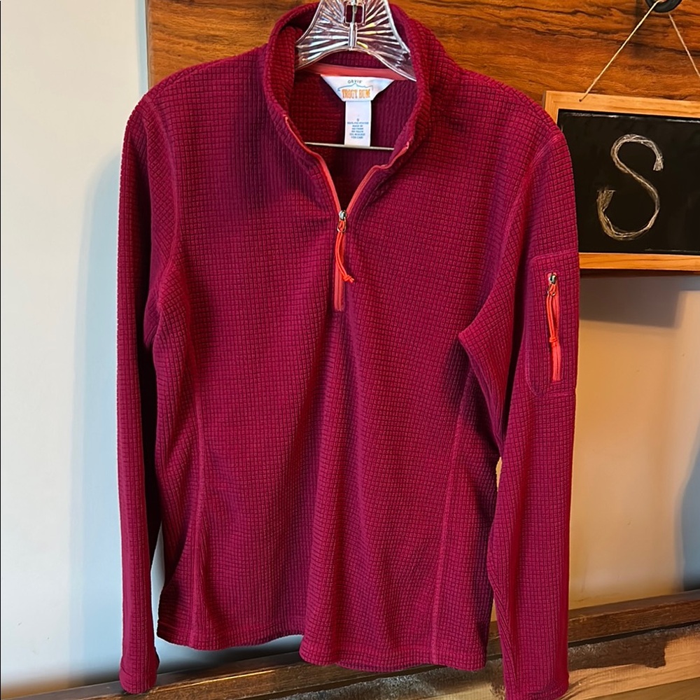 Orvis Trout Bum Pink Quarter-Zip Pullover